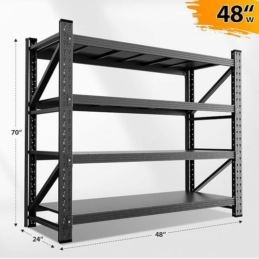 3000LBS Storage Shelves, Adjustable Industrial Shelving, 4 Tier Metal Shelving - Image 2