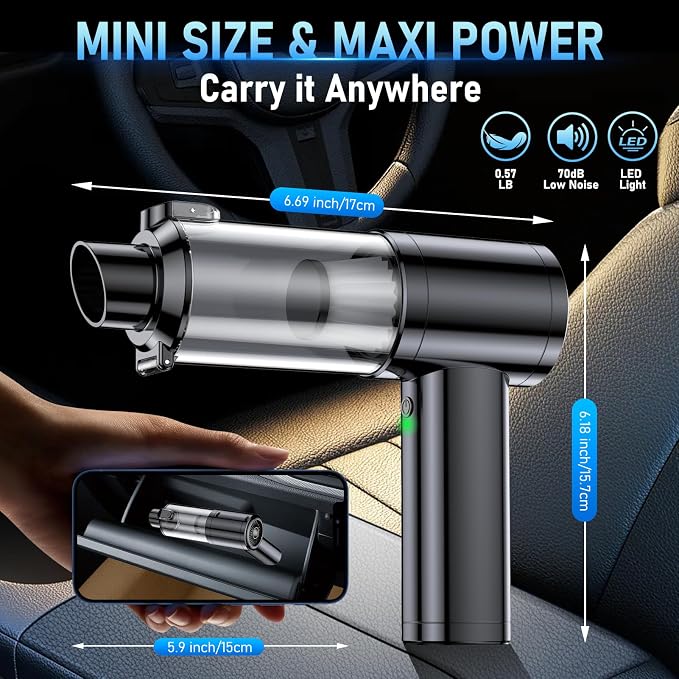Car Vacuum Portable Cordless, 35000Pa High Power Brushless Motor Handheld Vacuum - Image 6