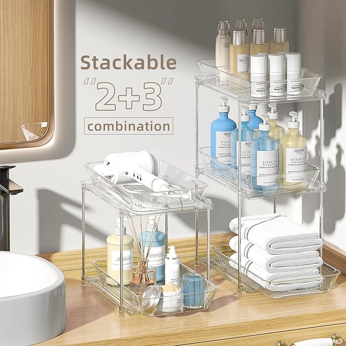 Under Sink Organizer, Bathroom Organizers and Storage, 2 Tier Multi-Use Pull - Image 3