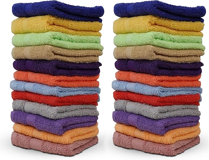 ZUPERIA 100% Cotton Bath Wash Cloths 24 Pack by Zuperia