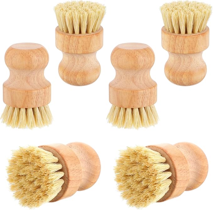 6 Pack Wood Dish Brush Set, Wood Scrub Brush by AojSup