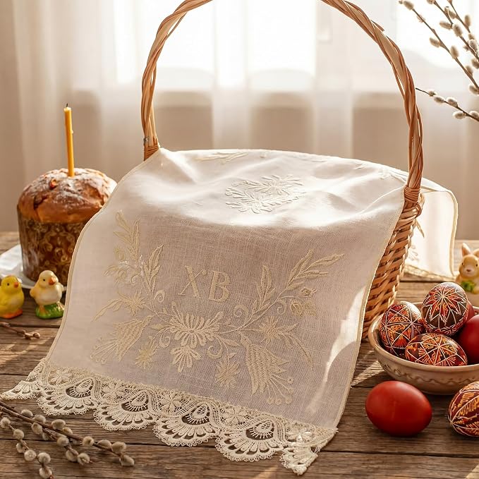 Easter Orthodox Pascha Basket Cover Table Decoration Religious Gift 28" by HunnmingRe