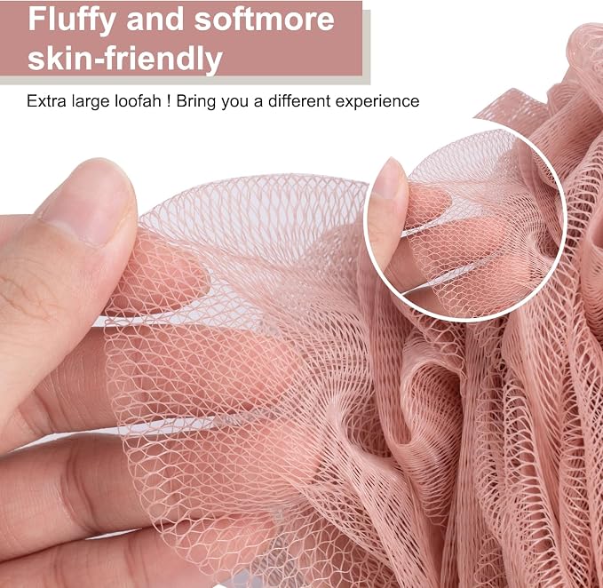 Loofah Sponge XXL-100g 4 Pack, Bath Sponge Soft Mesh Shower Puff Loofah - Image 5