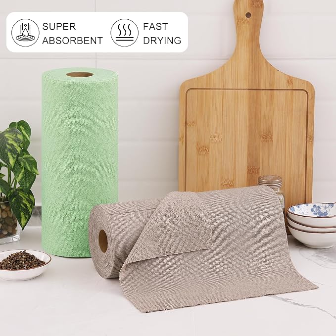 Homaxy Tear Away Dish Cloths Rolls, 40 Sheets-11.8" X 11.8", Reusable Washable - Image 8