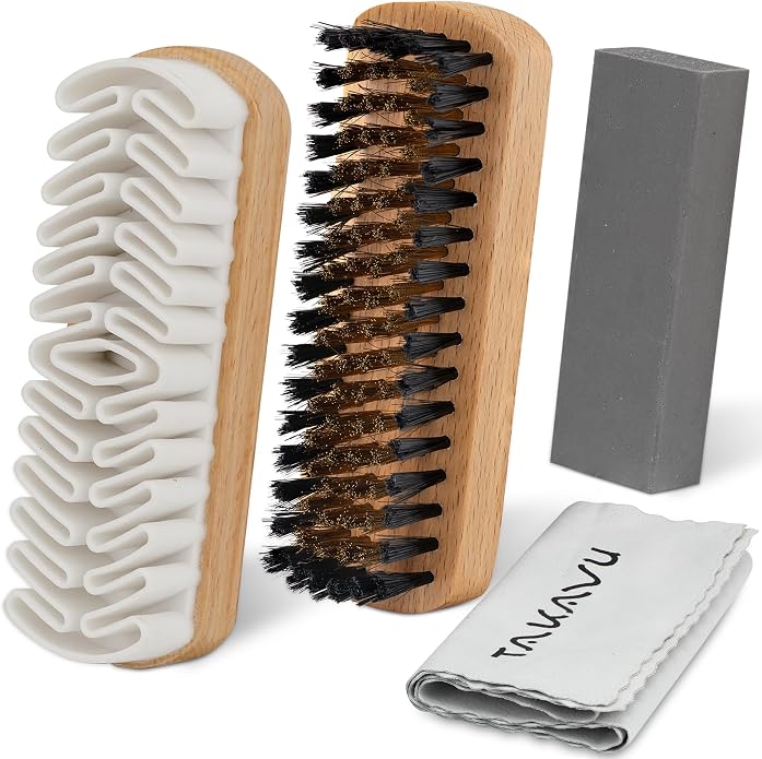 TAKAVU Premium Suede & Nubuck Cleaning Brush Kit, Crepe & Brass Bristle Brush by TAKAVU