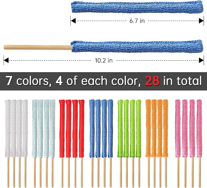 28Pcs Microfiber Detail Duster Sticks Crevice Cleaning Tool, Mini Duster - Image 2