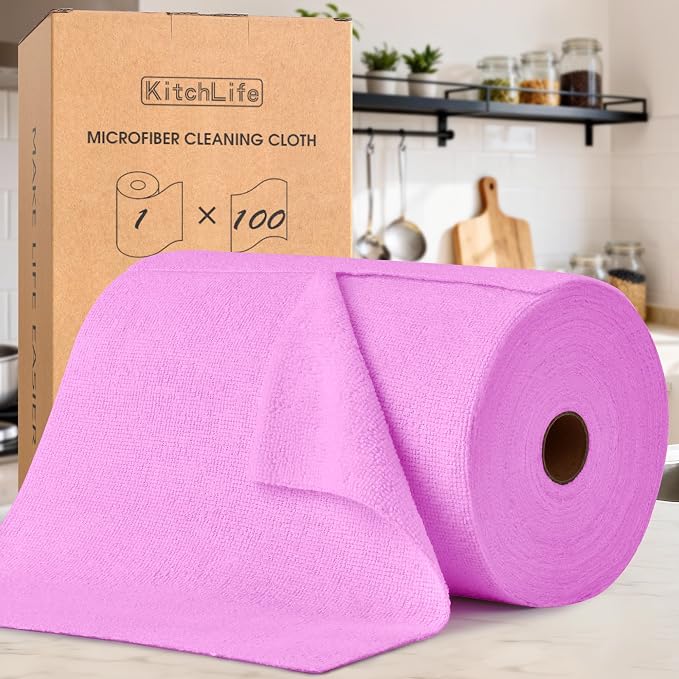 KitchLife Microfiber Cleaning Cloth Roll, 100 Pack by OverDoorHooksKitchenSupplies