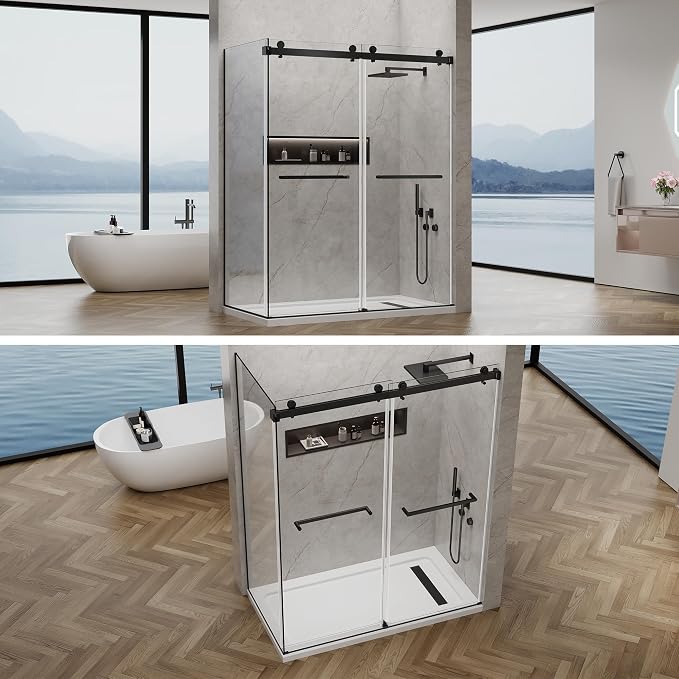 60x76 in Frameless Double Sliding Shower Door - Image 4