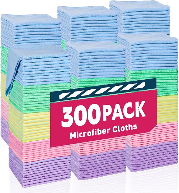 Microfiber Towels Bulk-300 Pack, Cleaning Cloths, Microfiber Towels by TEAWOO