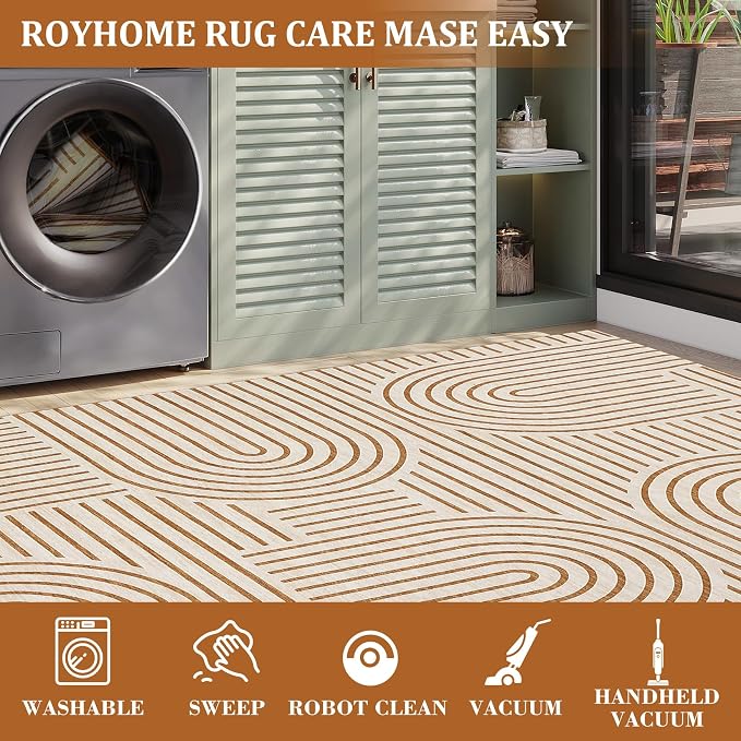 Washable Rug 5x7 Area Rugs for Living Room, Abstract Rug for Bedroom, Soft - Image 7