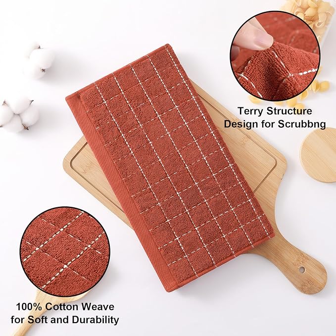 Homaxy 100% Cotton Terry Kitchen Dish Cloths, Ultra Soft and Absorbent Dish - Image 2