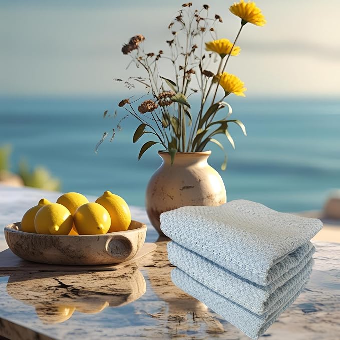 Serafina Home Coastal Sky Light Blue Kitchen Hand Dish Towels: Oversized 28" x - Image 8