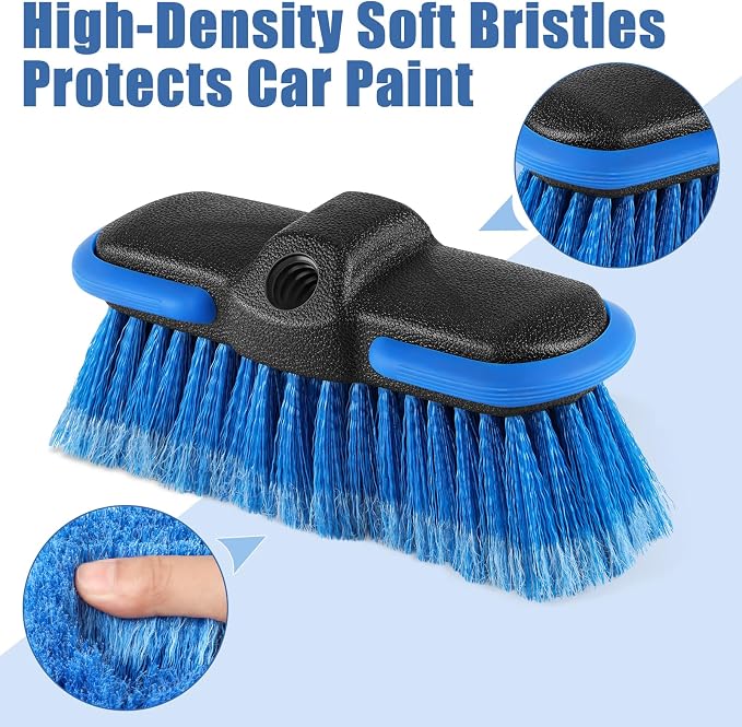 Car Wash Brush Head with Soft Bristle, Car Cleaning Brush with Protective Bumper - Image 3