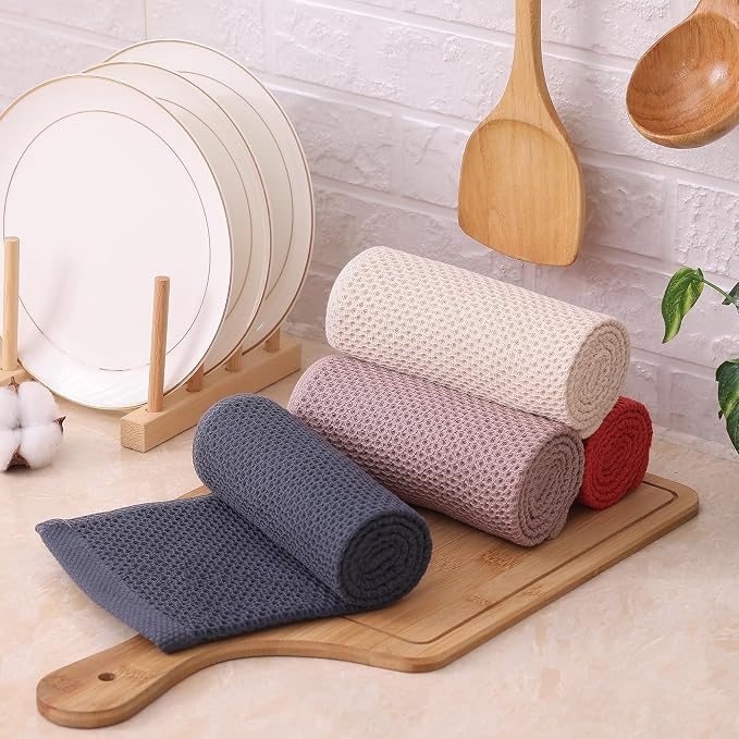 Kitinjoy 100% Cotton Waffle Weave Kitchen Hand Towels - Image 7