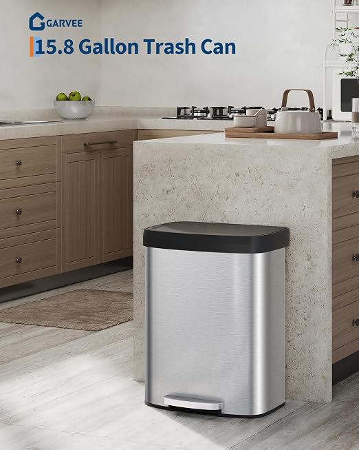 Garvee 16 Gallon / 60 Liter Stainless Steel Trash Can - Image 2