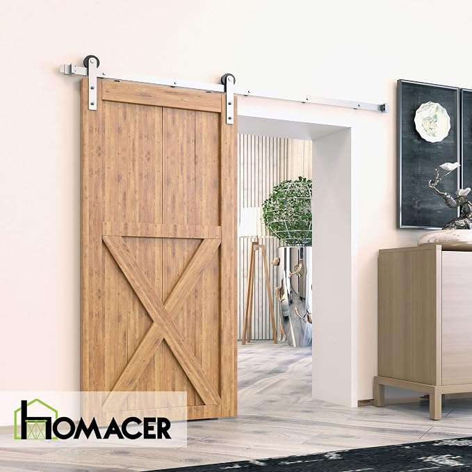 Homacer Brushed Nickel Non-Bypass Sliding Barn Door Hardware Kit, - Image 2