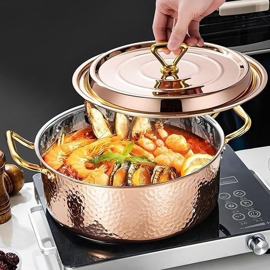 YJX 6.7QT Hammered Stock Pot - Image 2