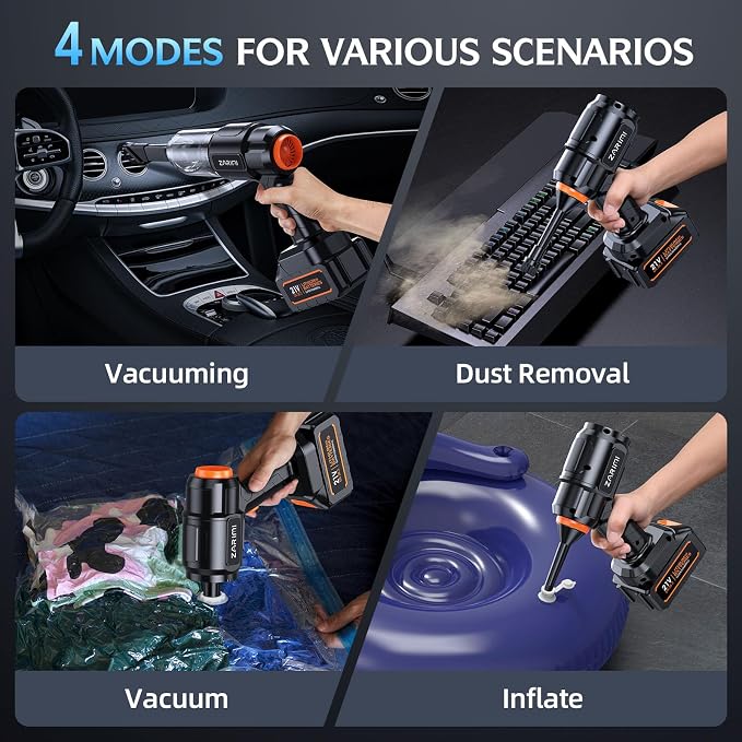 Car Vacuum Portable Cordless, 40000Pa High Power Dust Buster, 6-in-1 Handheld - Image 4