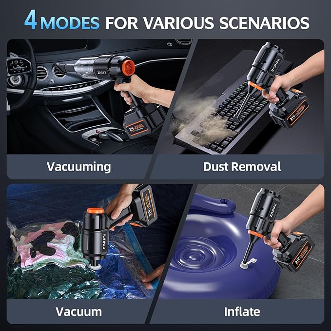 Car Vacuum Portable Cordless, 000Pa High Power Dust Buster, 6-in-1 Handheld - Image 4