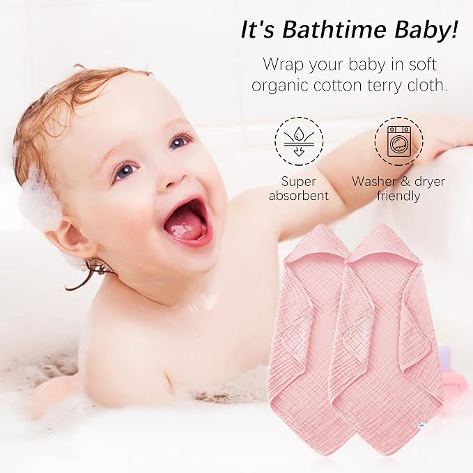SWEET DOLPHIN Muslin Hooded Baby Bath Towels - Image 3