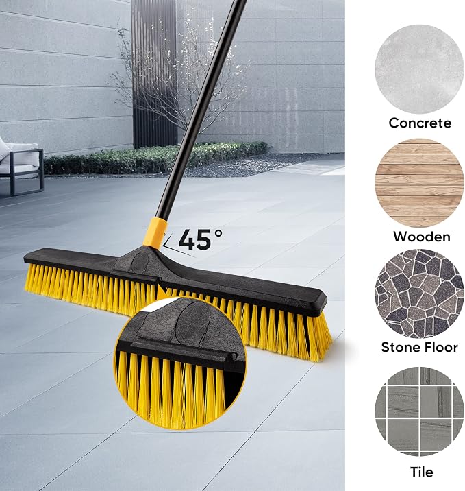 Yocada 24 inch Push Broom Brush Stiff Bristles Heavy-Duty Outdoor Commercial - Image 6