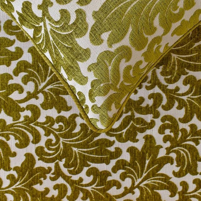 The HomeCentric King/Queen/Twin Chartreuse Designer Queen 74"x18" Bed Runner with 2 Pillow Cover, Velvet, Floral Pattern Bed Scarf on Velvet Fabric - Enchanted Chartreuse