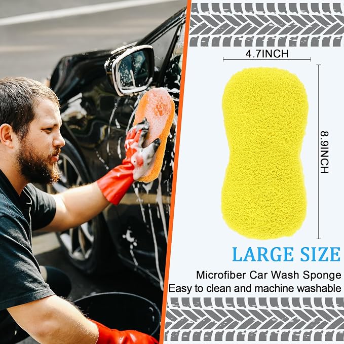 Tanlade 2 Pcs 2 Pack Large Microfiber Car Wash Sponge - Image 3
