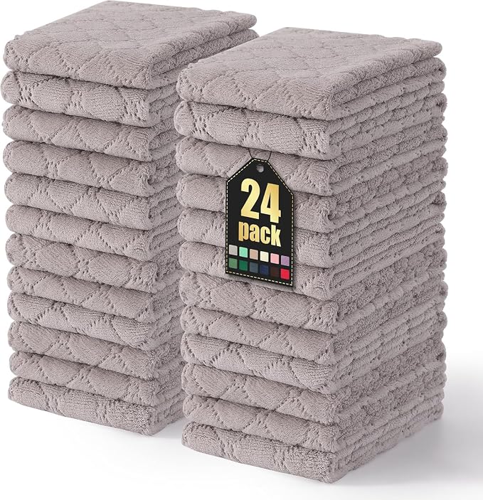 Homaxy 24 Pack Dish Towels for Kitchen, Super Soft and Absorbent Coral Velvet by Homaxy