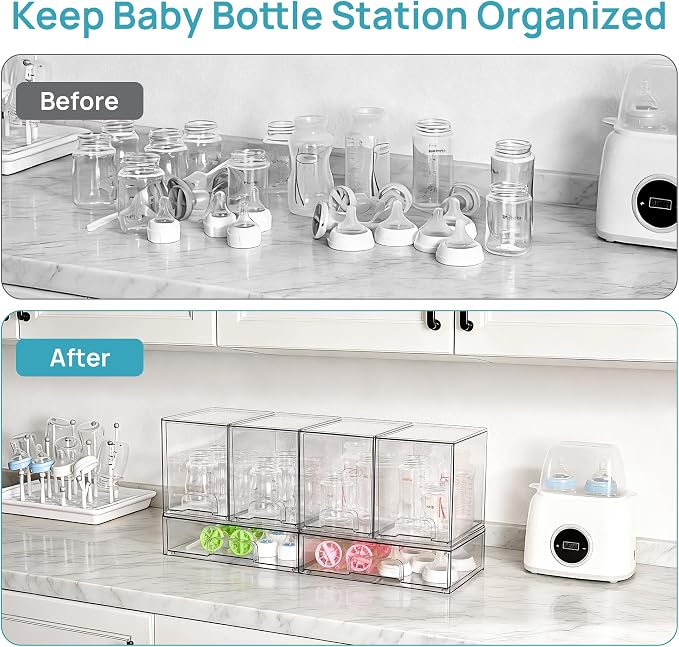 Vtopmart 6 Pack Clear Baby Bottle Organizer Set, Stackable Storage Drawers Ideal - Image 4