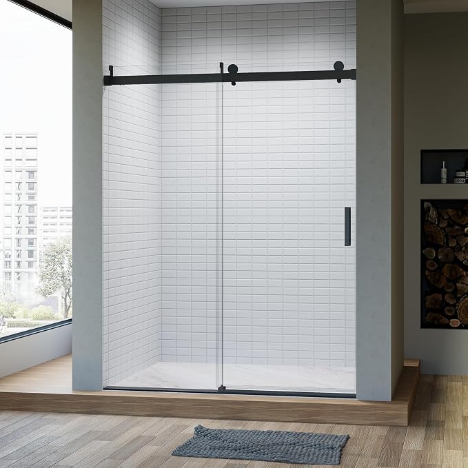 56-60" W x 76" H Frameless Single Sliding Glass Shower Doors Soft-Close - Image 2