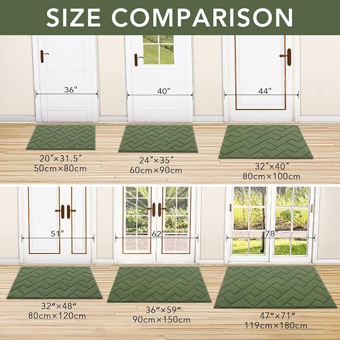 hicorfe Indoor Doormat, Front Back Door Mat TPR Backing Non Slip Mats 20"x31.5" - Image 5
