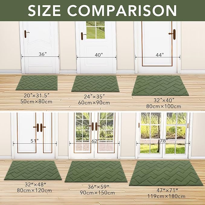 hicorfe Indoor Door Mat, Non Slip Door Mats, Absorbent Resist Dirt Entrance - Image 5