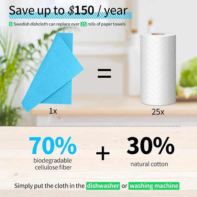 HOMERHYME Swedish Dishcloths for Kitchen 10 Pack, Absorbent Dish Towels for - Image 5