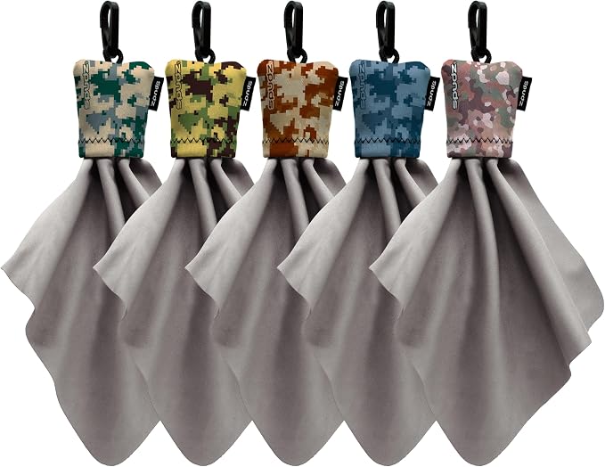 SPUDZ Classic Variety Pack Medium | Five 6" x 6" Microfiber Towels w/Neoprene by ALPINEINNOVATIONS