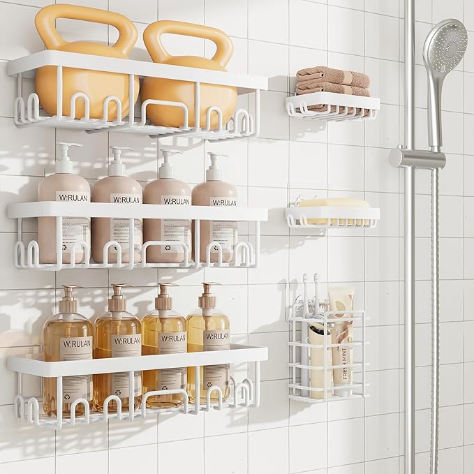 Veken 6-Pack Rustproof&Waterproof Shower Caddy, Adhesive Shelves Rack by Veken