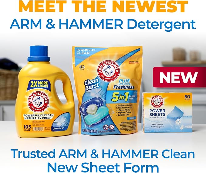 Arm & Hammer Power Sheets Laundry Detergent, Fresh Linen 50ct - Image 10