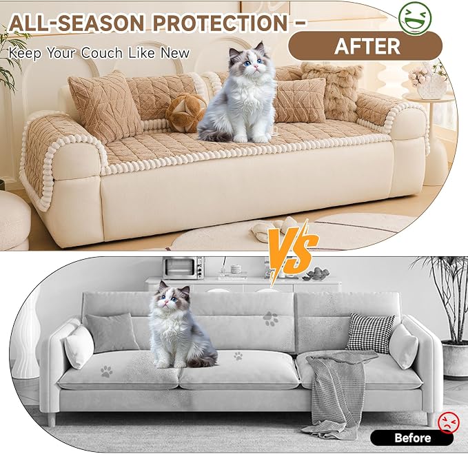 OTOB Plush Couch Cover for Dogs Washable, Non Slip Fuzzy Soft Armrest Backrest - Image 2