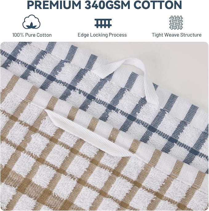 Egles 16 Packs Kitchen Dishcloths, 100% Cotton Grid Terry Dish Cloths 12" x 12" - Image 7