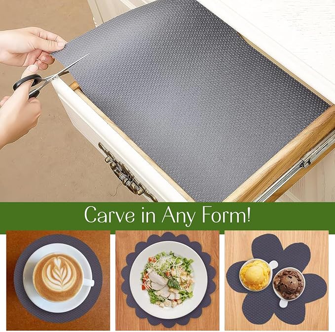 EVALAND 12" x 33 FT Non-Slip Shelf Liner, Non-Adhesive, Waterproof Pantry Liner - Image 4