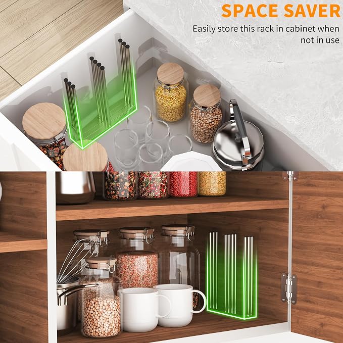 Foldable Baby Bottle Drying Rack-10 Poles Water Bottle Organizer - Image 3