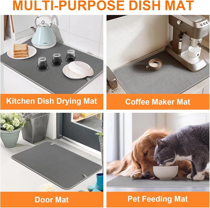 Dish Drying Mat 24 x 17 in, Large Microfiber Drying Mats, Absorbent Quick Dry - Image 8