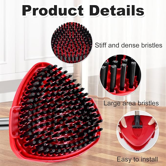 4 Part Stainless Steel Spin Mop Handles, Mop Base & Upgrade Scrub Brush Combo - Image 3