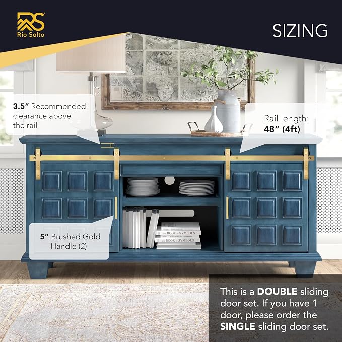 Rio Salto Mini Gold Barn Door Hardware Kit - Image 2