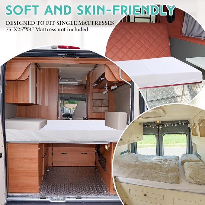 Breling Fitted Sheet (Sheet Only) Compatible with Milliard Trifold Mattress Folding Mattress Fitted Microfiber Bedsheet for Camp Bunk Rvs Bed(White,Single,4'')