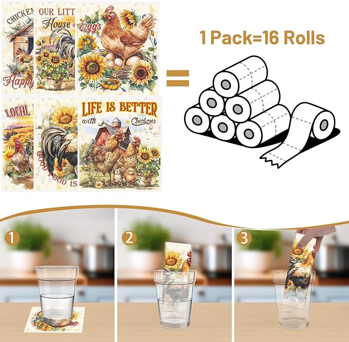 Swedish Dishcloths for Kitchen, 6 Pack Farm Reusable Paper Towels Housewarming - Image 3
