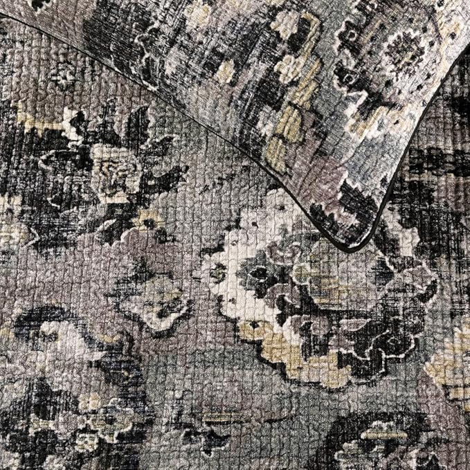 The HomeCentric Decorative Black & Grey Full 68 x 18 inch Bed Runner with 2 Pillow Cover Set, Velvet Damask with Tassels Bed Scarf, Abstract Modern - Paved Damask