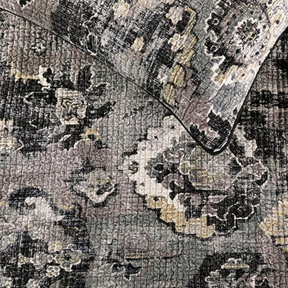 The HomeCentric Decorative Black & Grey Full 68 x 18 inch Bed Runner with 2 Pillow Cover Set, Velvet Damask with Tassels Bed Scarf, Abstract Modern - Paved Damask
