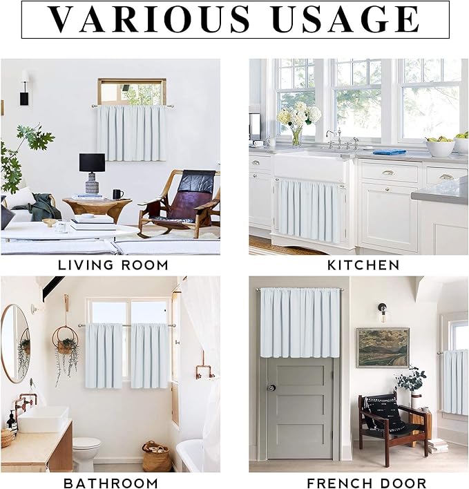RYB HOME 45 inch Curtains for Kitchen Room Darkening Privacy Mini Curtain for - Image 7