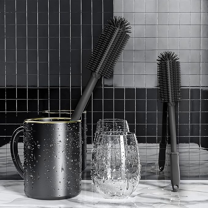 Long Silicone Bottle Cleaning Brush | 2 Pack| 16”+13”Water Bottle Brush Cleaner - Image 6