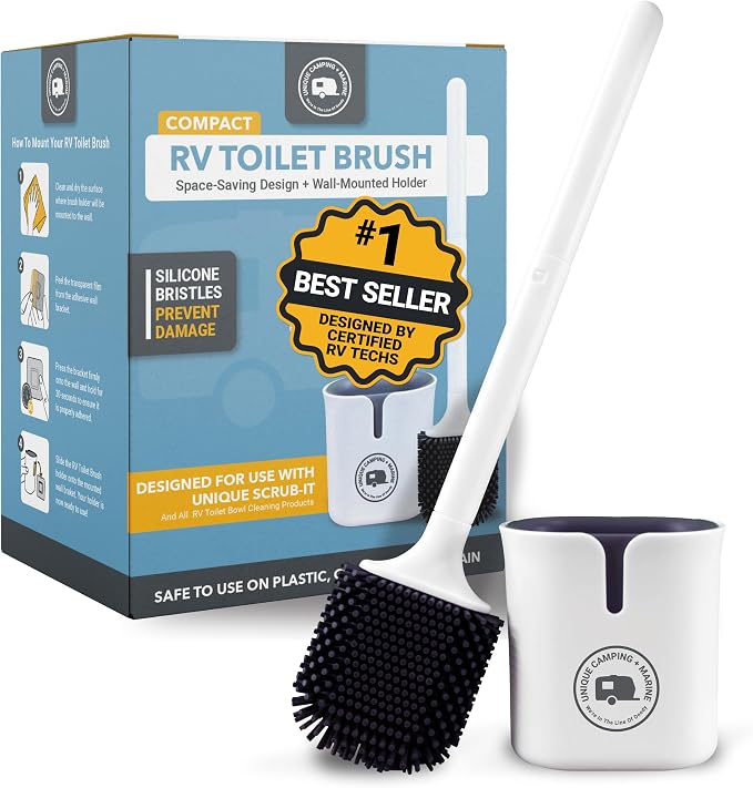 Unique Silicone RV Toilet Brush, Won't Damage Toilets or Seals, Wall-Mount by Unique